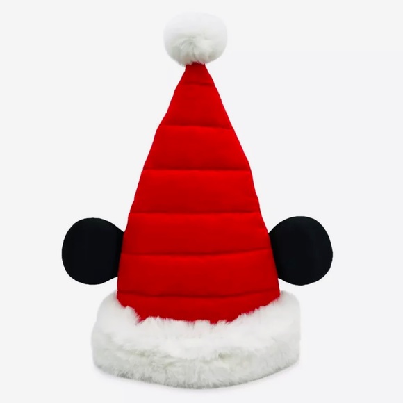Disney Mickey Mouse Quilted Red Santa Hat Christmas - Picture 1 of 8